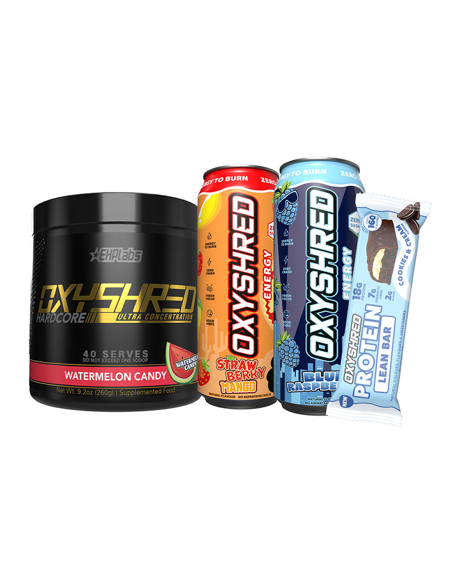 2 FREE 500ml RTD's & 1 FREE Protein Bar when you buy Oxyshred Hardcore by EHP Labs Feature Image