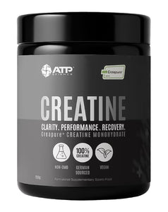 ATP Science Creatine Creapure in black contain in 250g size.