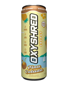 Passionfruit – OxyShred Passionfruit in a royal purple can with fruit-themed design. Natural energy, tropical twist.
