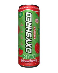 Passionfruit – OxyShred Passionfruit in a royal purple can with fruit-themed design. Natural energy, tropical twist.