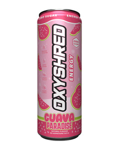 Passionfruit – OxyShred Passionfruit in a royal purple can with fruit-themed design. Natural energy, tropical twist.