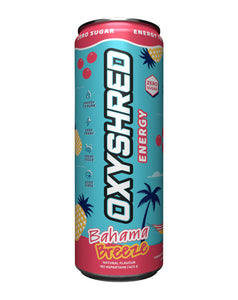 Passionfruit – OxyShred Passionfruit in a royal purple can with fruit-themed design. Natural energy, tropical twist.