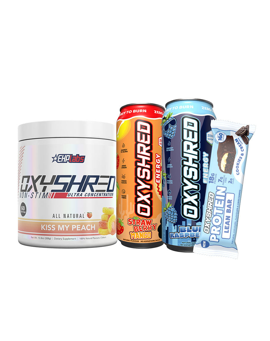 2 FREE 500ml RTD's & 1 FREE Protein Bar when you buy Oxyshred (Non-Stim) by EHP Labs Feature Image