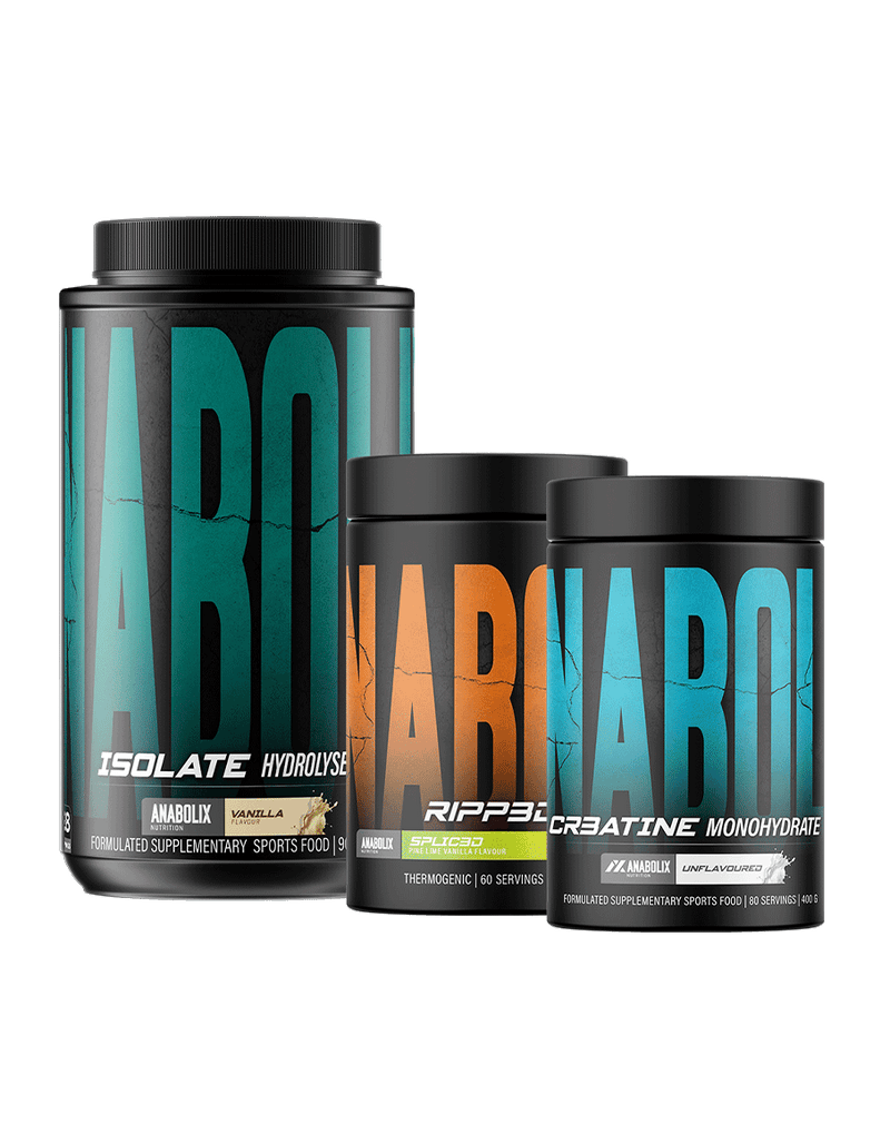 Anabolix sports supplement stack with vanilla protein isolate, Pine Lime Vanilla Ripped and creatine powder