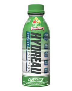 EHPlabs HYDREAU Sports Hydration in Kiwi Strawberry flavour – 500ml green bottle with zero sugar label