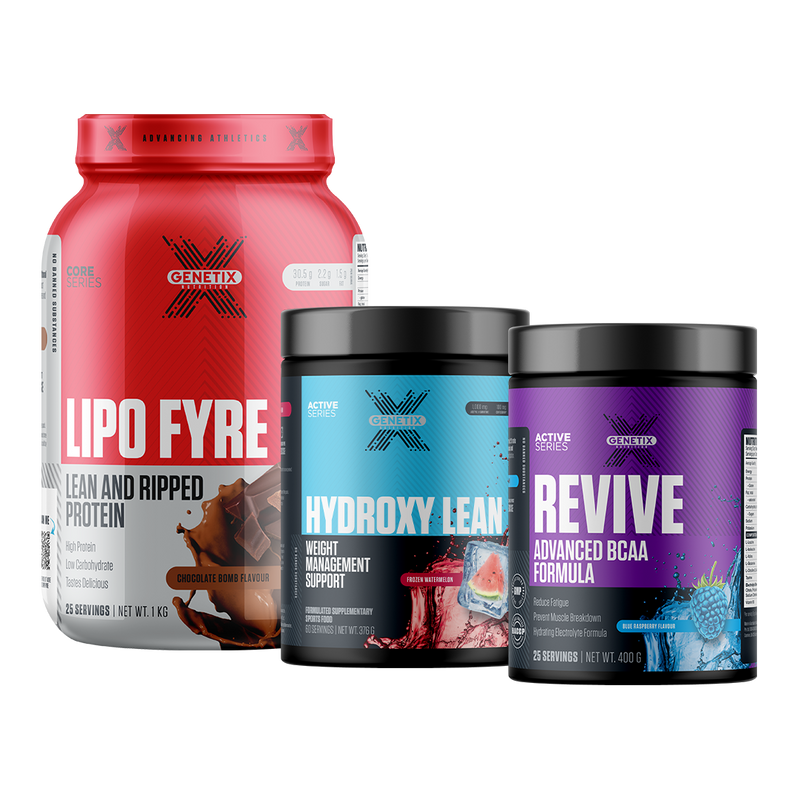 Shred Stack bundle by Genetix Nutrition featuring protein, thermogenic and amino powders
