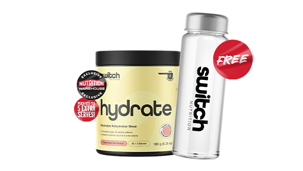 Free Water Bottle when you buy any Hydrate Switch (25 Serves) by Switch Nutrition Feature Image