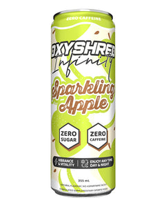355mL OxyShred energy drink in Sparkling Apple flavour, vibrant green can, sugar-free and caffeine-free