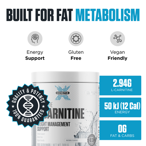 l carnitine with carbs ProSupps L-Carnitine Liquid 3000, Stimulant-Free Liquid Shots for Men & Women - Clean Workout Drink for Energy, Performance & Muscle Recovery - No Sugar, No 100% Pure L-Carnitine by Genetix